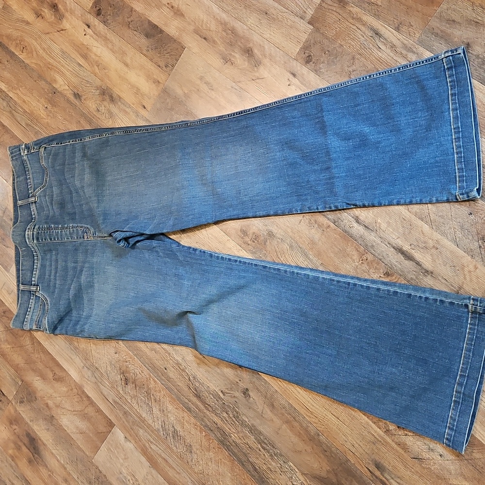 SPANX Women's Blue Wide Leg Flare Jeans